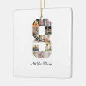 Schwarzweiß-Zahl 8-FotoCollage Keramikornament (Links)