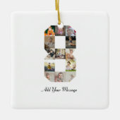 Schwarzweiß-Zahl 8-FotoCollage Keramikornament (Vorderseite)