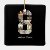 Schwarzweiß-Zahl 8-FotoCollage Keramikornament (Rückseite)