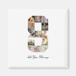 Schwarzweiß-Zahl 8-FotoCollage Magnet