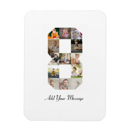Schwarzweiß-Zahl 8-FotoCollage Magnet