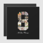 Schwarzweiß-Zahl 8-FotoCollage Magnetkarte (Vorne/Hinten)