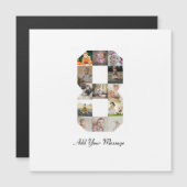 Schwarzweiß-Zahl 8-FotoCollage Magnetkarte (Vorne/Hinten)