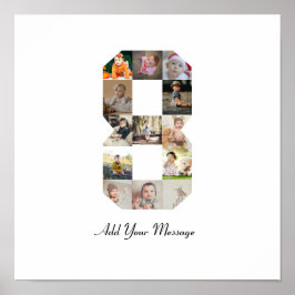 Schwarzweiß-Zahl 8-FotoCollage Poster