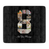 Schwarzweiß-Zahl 8-FotoCollage Schneidebrett (Vorderseite)