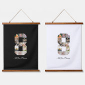 Schwarzweiß-Zahl 8-FotoCollage Wandteppich Mit Holzrahmen (Doppelt)