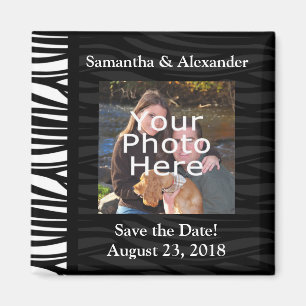 Schwarzweiss-Zebra-Druck-Foto Save the Date Magnet