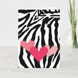 Schwarzweiss-Zebra-Druck-Herz-Karte Karte