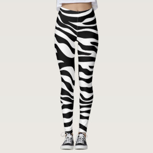Schwarzweiss-Zebra-Druck Leggings
