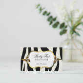 Schwarzweiss-Zebra-Druck-Visitenkarte Visitenkarte (Stehend Vorderseite)