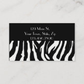 Schwarzweiss-Zebra-Druck-Visitenkarten Visitenkarte (Rückseite)