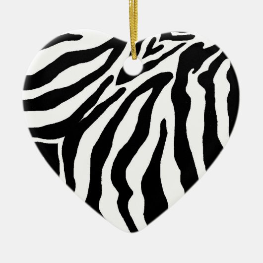 Schwarzweiss-Zebra-Druck-Weihnachtsverzierung Keramikornament (Vorne)