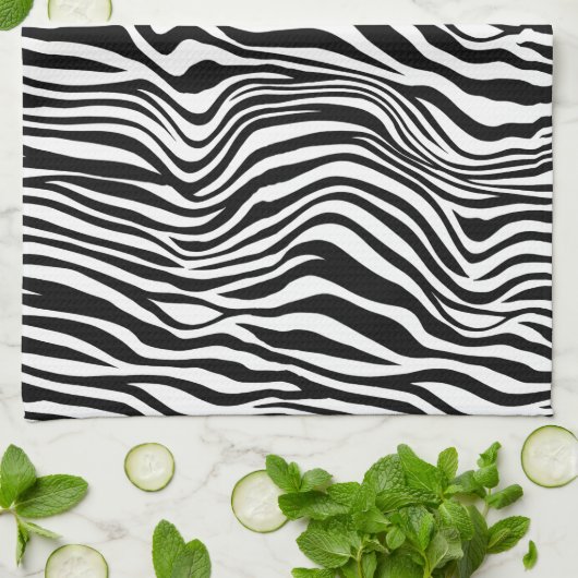 Schwarzweiß-Zebra Geschirrtuch (Gefaltet)
