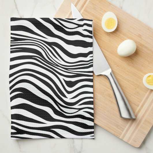 Schwarzweiß-Zebra Geschirrtuch (Viertel Falte)