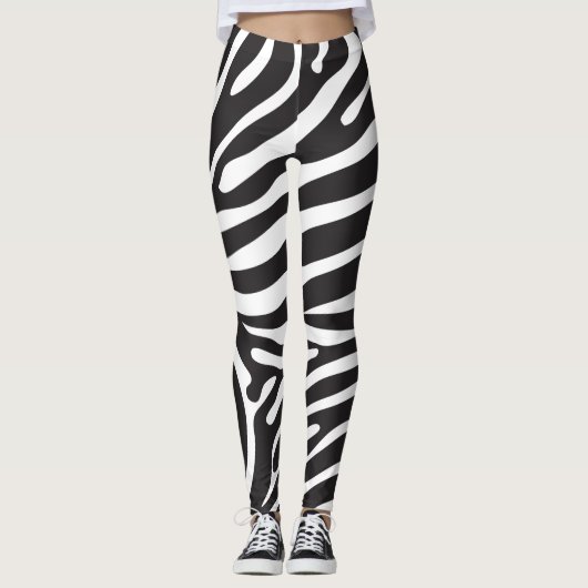 Schwarzweiß-Zebra Leggings (Vorderseite)