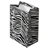 Schwarzweiß-Zebra Mittlere Geschenktüte (Vorderseite Schrägansicht)