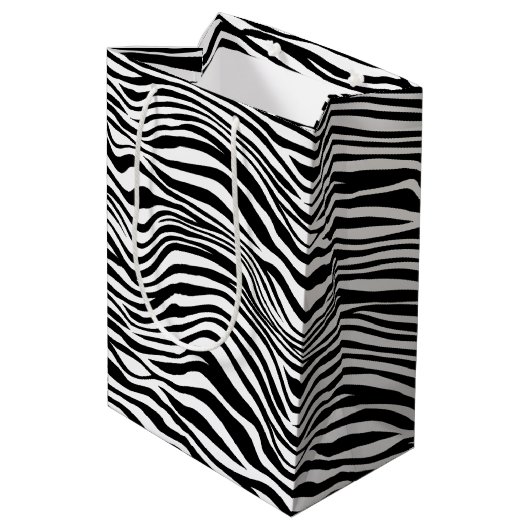 Schwarzweiß-Zebra Mittlere Geschenktüte (Rückseite Schrägansicht)