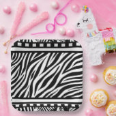 Schwarzweiß-Zebra Pappteller (Party)