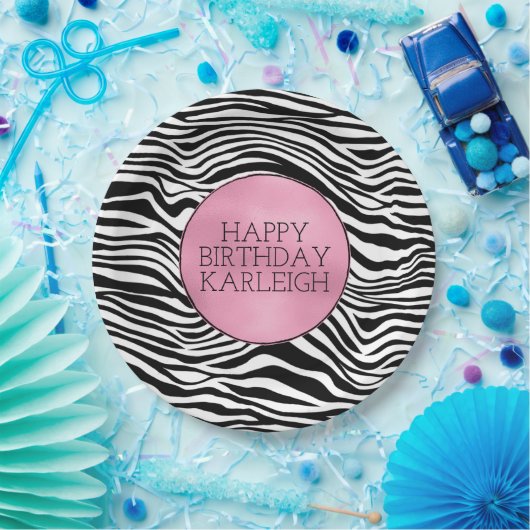 Schwarzweiß-Zebra Pappteller (Party)