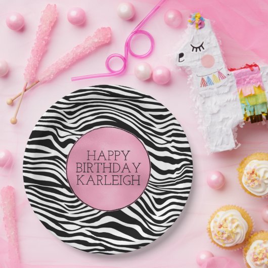 Schwarzweiß-Zebra Pappteller (Party)