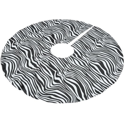 Schwarzweiß-Zebra Polyester Weihnachtsbaumdecke (Schrägansicht)