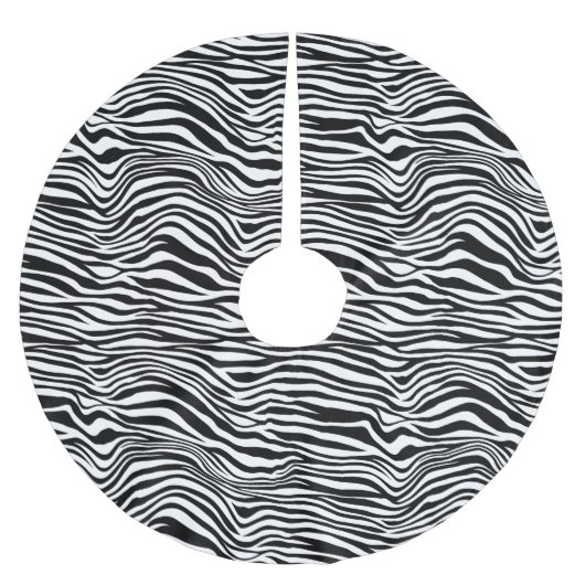 Schwarzweiß-Zebra Polyester Weihnachtsbaumdecke (Vorderseite)