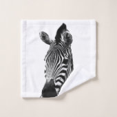 Schwarzweiss-Zebra-Porträt Badhandtuch Set (Waschlappen)