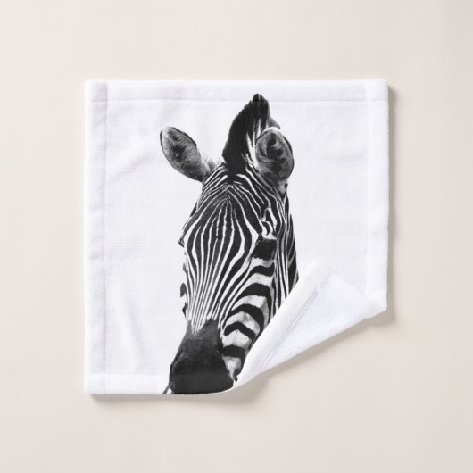 Schwarzweiss-Zebra-Porträt Badhandtuch Set (Waschlappen)