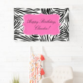 Schwarzweiß-Zebra-Print mit Hot Rosa zum Geburtsta Banner (Insitu)