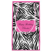 Schwarzweiß-Zebra-Print mit Hot Rosa zum Geburtsta Kleine Geschenktüte (Vorderseite)