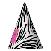 Schwarzweiß-Zebra-Print mit Hot Rosa zum Geburtsta Partyhütchen (Rechts)