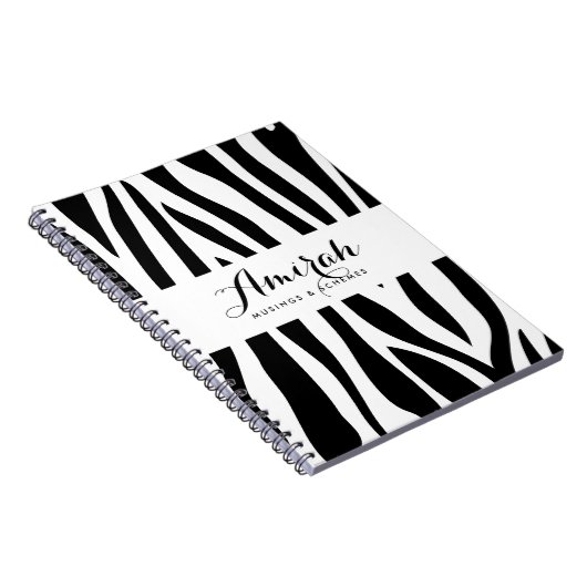 Schwarzweiß-Zebra Print Personalisiert Notizblock (Rechte Seite)