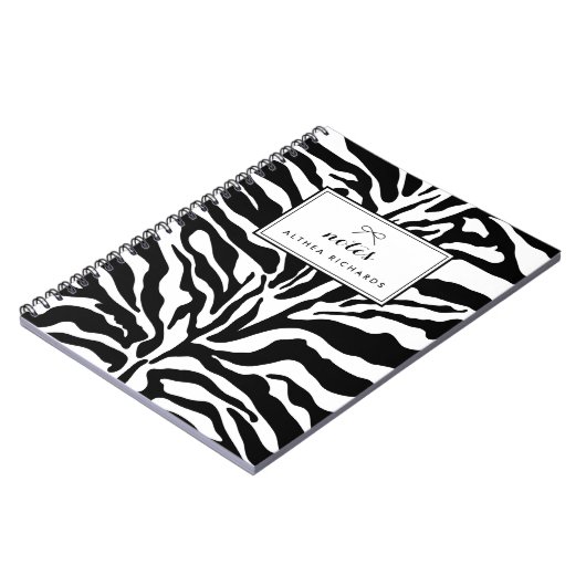 Schwarzweiß-Zebra Print Personalisiert Notizblock (Linke Seite)