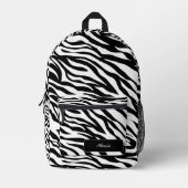 Schwarzweiß Zebra Print Preppy Individuelle Name Bedruckter Rucksack (Vorderseite)