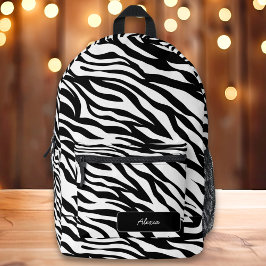 Schwarzweiß Zebra Print Preppy Individuelle Name Bedruckter Rucksack