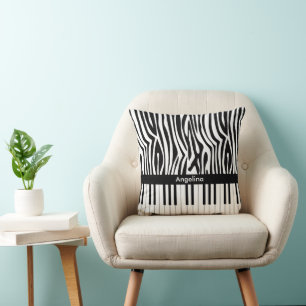 Schwarzweiß-Zebra-Print und Piano-Sammlung Kissen