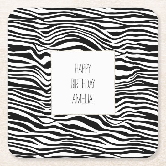 Schwarzweiß-Zebra Rechteckiger Pappuntersetzer (Vorderseite)