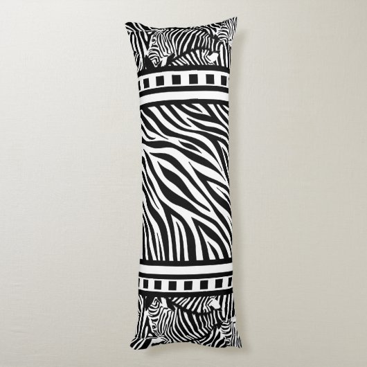 Schwarzweiß-Zebra Seitenschläferkissen (Rückseite (Vertikal))