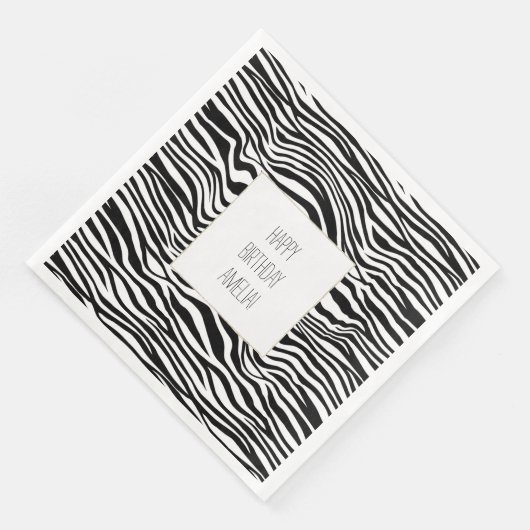Schwarzweiß-Zebra Serviette (Ecke)
