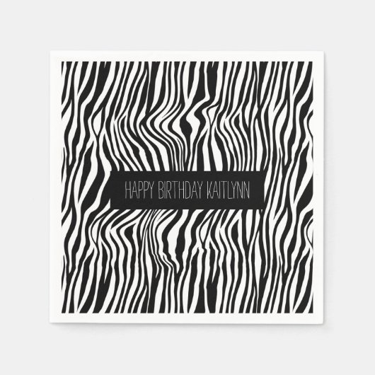 Schwarzweiß-Zebra Serviette (Vorderseite)