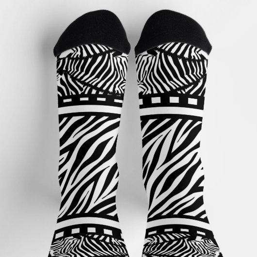 Schwarzweiß-Zebra Socken (Oben)