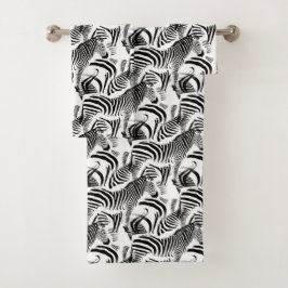 Schwarzweiss-Zebra-Streifen, Tuch-Set Badhandtuch Set
