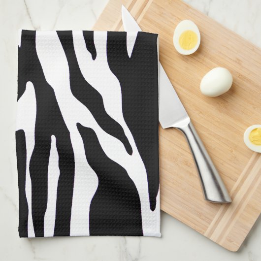 Schwarzweiss-Zebradruck Geschirrtuch (Viertel Falte)