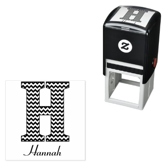 Schwarzweiß-Zickzack Buchstabe H Monogramm Permastempel (Beispiel)