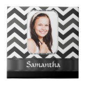 Schwarzweiß Zickzack Fliese (Vorderseite)