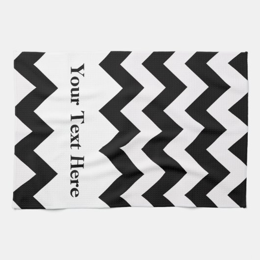 Schwarzweiß Zickzack mit anpassbarem Text Handtuch (Horizontal)