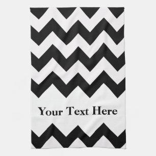 Schwarzweiß Zickzack mit anpassbarem Text Handtuch