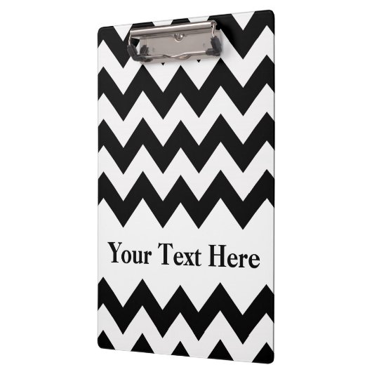 Schwarzweiß Zickzack mit anpassbarem Text Klemmbrett (Links)