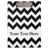 Schwarzweiß Zickzack mit anpassbarem Text Klemmbrett (Vorderseite)