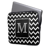 Schwarzweiss-Zickzack mit kundenspezifischem Laptopschutzhülle (Vorderseite Links)